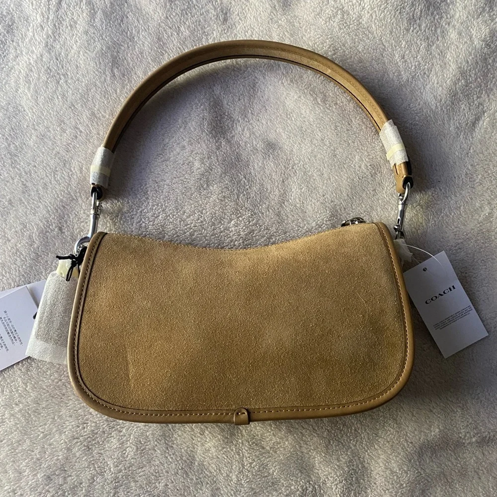 NWOT Coach Swinger Suede Shoulder Bag in color Peanut - Picture 5 of 13